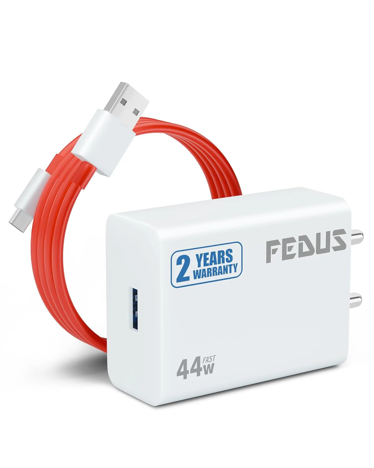FEDUS Vivo 44W C-Type Flash Fast Charger Adapter for Vivo V40, V40 Pro, V40e, Y300 5G, Y28E, Y28S, T3 Lite, Y58, Y200 Pro, V30E, Y18I, Y18, Y18E, V30, V30 Pro, V29, Iqoo Z9X, T2 Pro, Iqoo 9, Neo 7 Pro | USB C 44 w