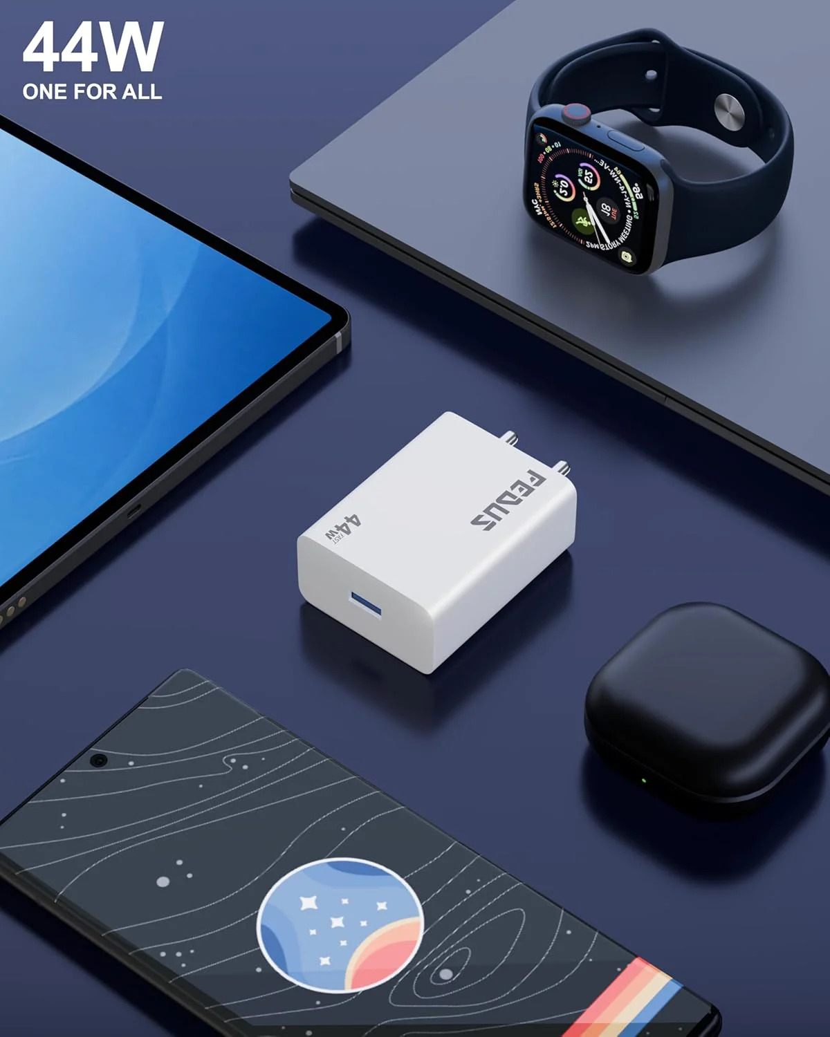 FEDUS Vivo 44W C-Type Flash Fast Charger Adapter for Vivo V40, V40 Pro, V40e, Y300 5G, Y28E, Y28S, T3 Lite, Y58, Y200 Pro, V30E, Y18I, Y18, Y18E, V30, V30 Pro, V29, Iqoo Z9X, T2 Pro, Iqoo 9, Neo 7 Pro | USB C 44 w