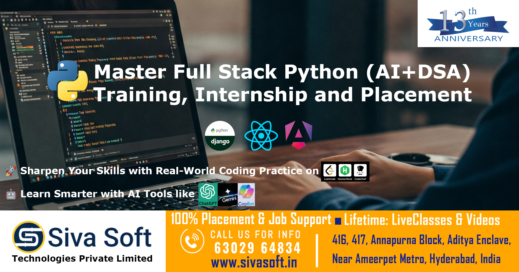 Full Stack Python(AI+DSA) – Training + Internship + Placement in Hyderabad