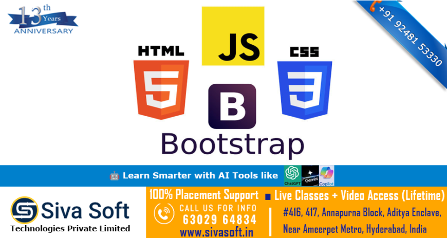 HTML 5, CSS 3,4, JAVASCRIPT, BOOTSTRAP, AJAX, JSON Training Course | Classroom & Online | Ameerpet Hyderabad India