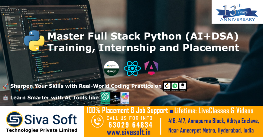 Full Stack Python (AI + DSA) with React Training Course | Classroom and Online | Ameerpet Hyderabad India