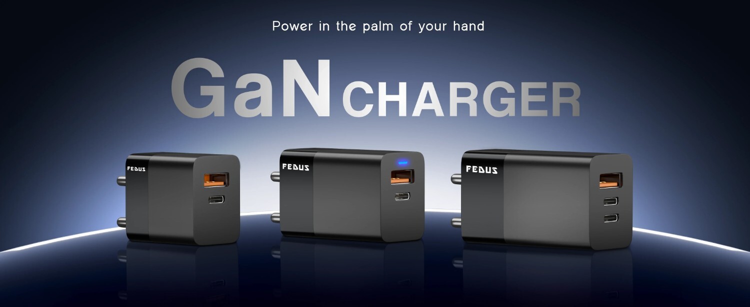 FEDUS gan charger, fast charger Gan Adapter 1 Type C & 1 USB port Fast Charging Adapter Wall Charger for Samsung, iPhone, Tab/Pad MacBook, Dell, HP, ASUS, 100W, 65W, 45W, Devices, 2 Yr Warranty