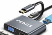 FEDUS USB Hub Type C Hub, USB C Hub, USB Type C to 4K HDMI adapter Converter, Type C to USB 3.0@5gbps Type a Converter With 65W Power Delivery for MacBook Pro/Air, iPhone, Phones, Tablets, Pc Computer
