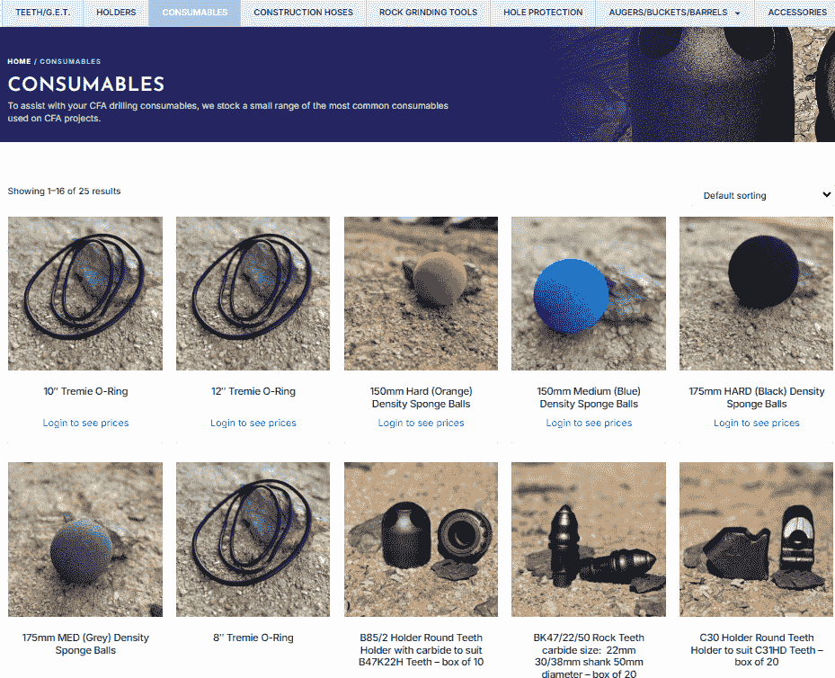 Consumables for CFA drilling Queensland