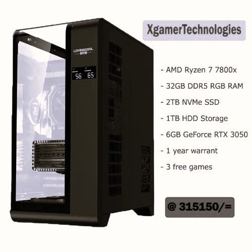 New AMD Ryzen 7800x 3D tower gaming desktop