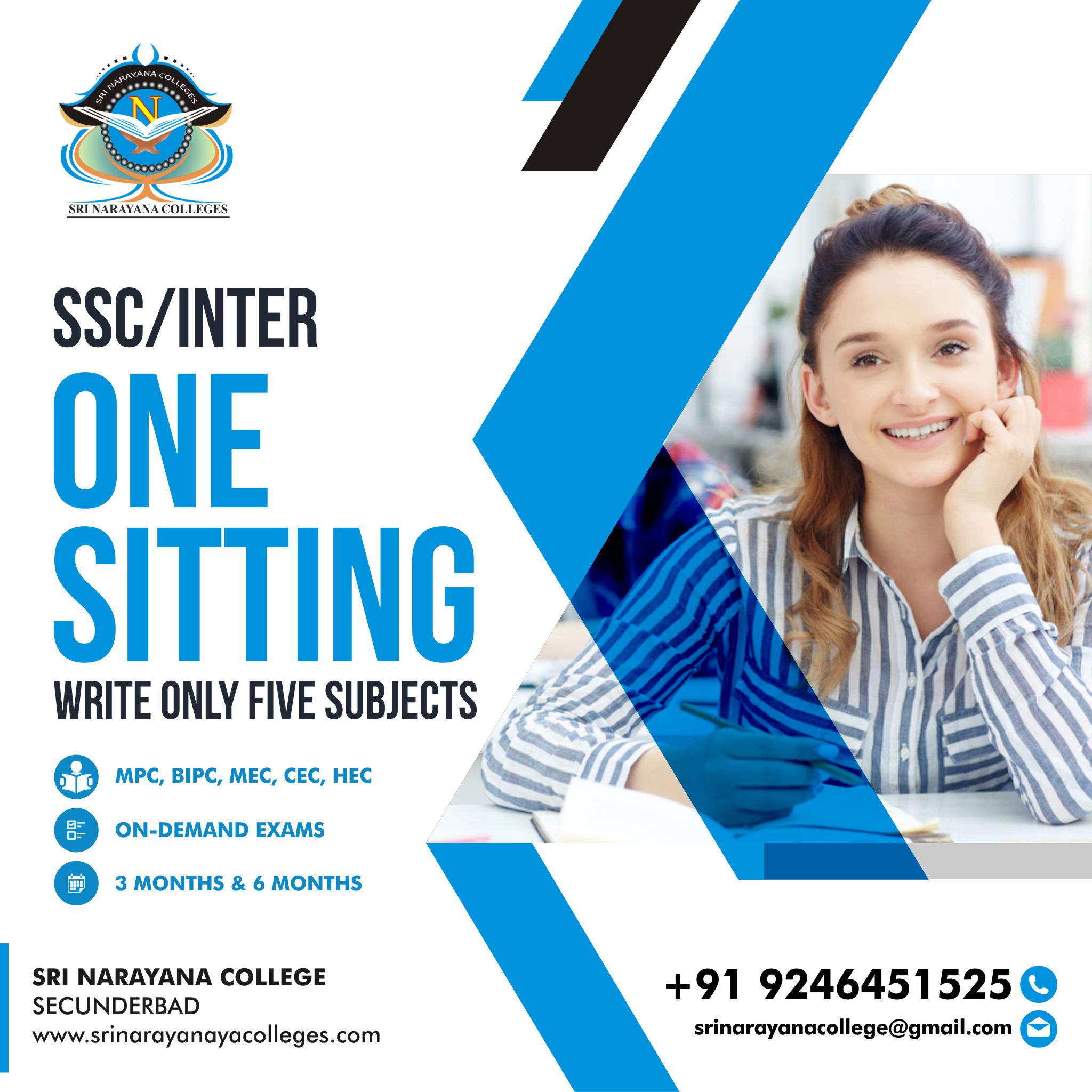 Inter One Sitting College in Hyderabad – www.srinarayanacolleges.com