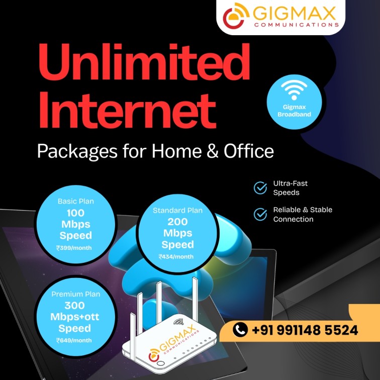 Unlimited Internet Plans for Home & Office in Faridabad – Gigmax
