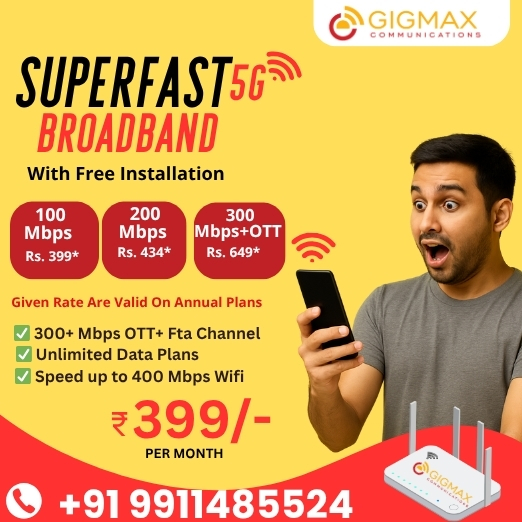 Internet Service Provider in NIT 3 Faridabad – Fast, Reliable & Affordable Connection by Gigmax