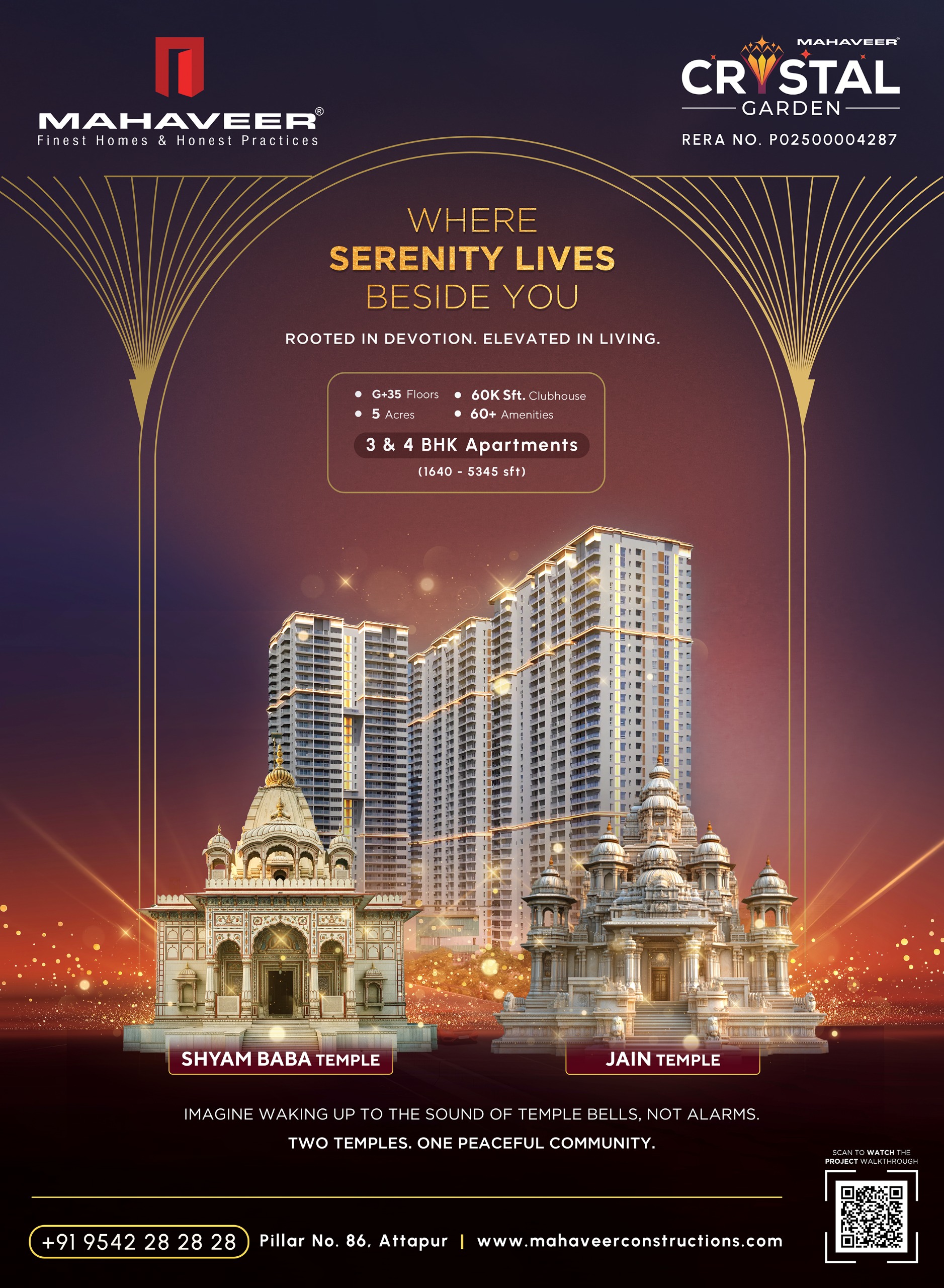 Mahaveer Crystal Garden Near ISKCON Temple Attapur | 3 & 4 BHK Homes